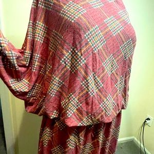 Plum plaid dolman sleeve skirt set